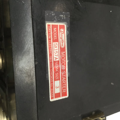 Used Dayton Electric 5X157A Motor Starter, NEMA Size 3, 110/120VAC Coil, 3-Pole