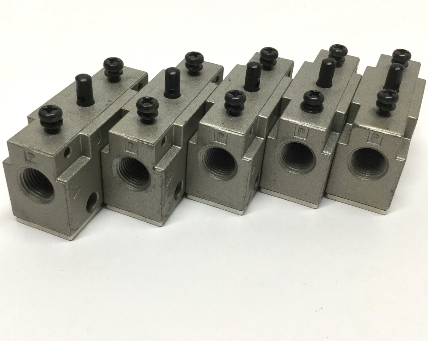 Used Lot of 5 SMC VM130-01-00 Pneumatic Mechanical Air Valve Switch, 3-Port, R 1/8"