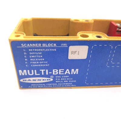 Used Banner SBRF1 Multi-Beam Scanner Block Receiver, Opposed Fiber Optic, 120VAC