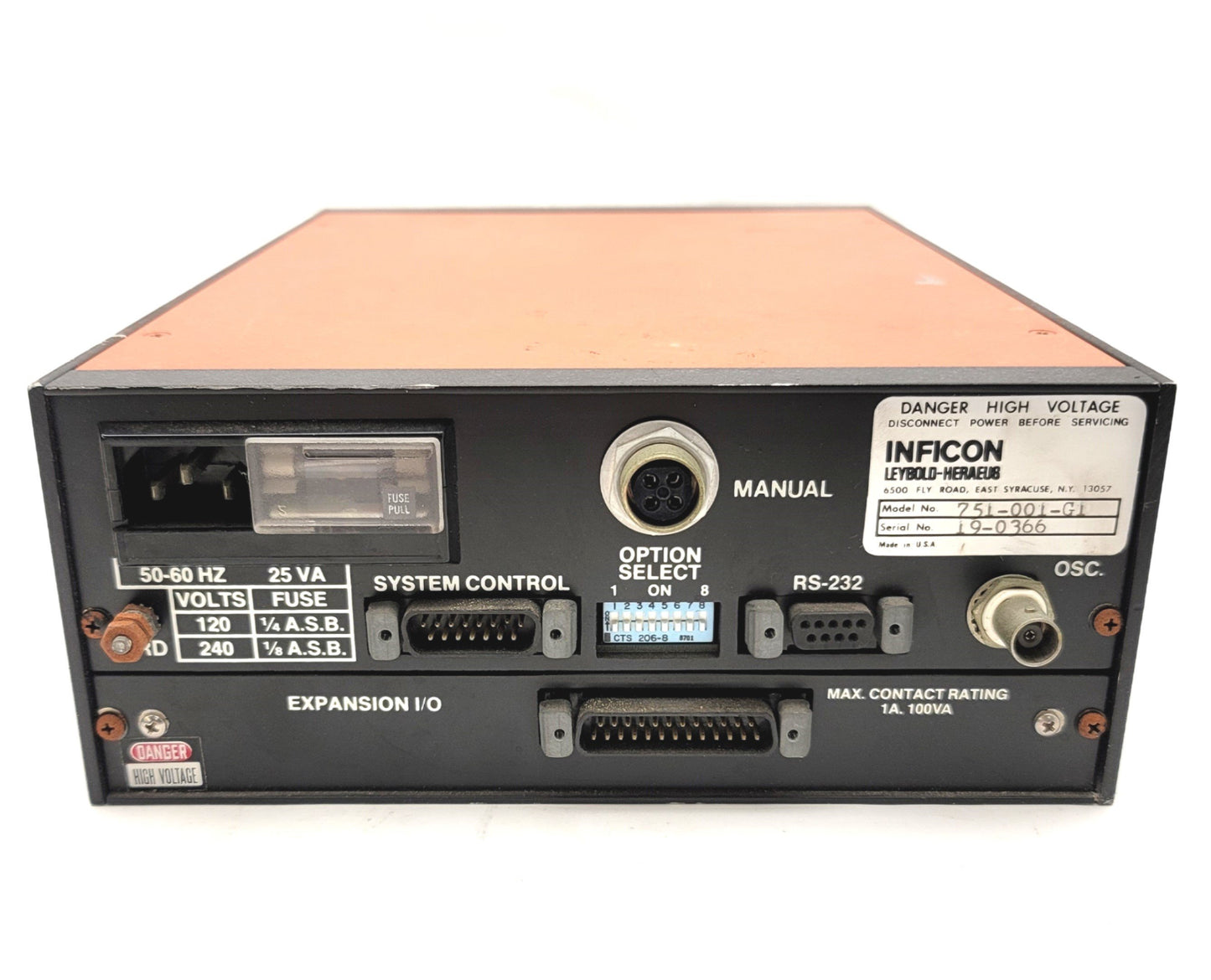 Used Leybold Inficon 751-001-G1 XTC Thin Film Thickness And Rate Monitor W/ Relay I/O