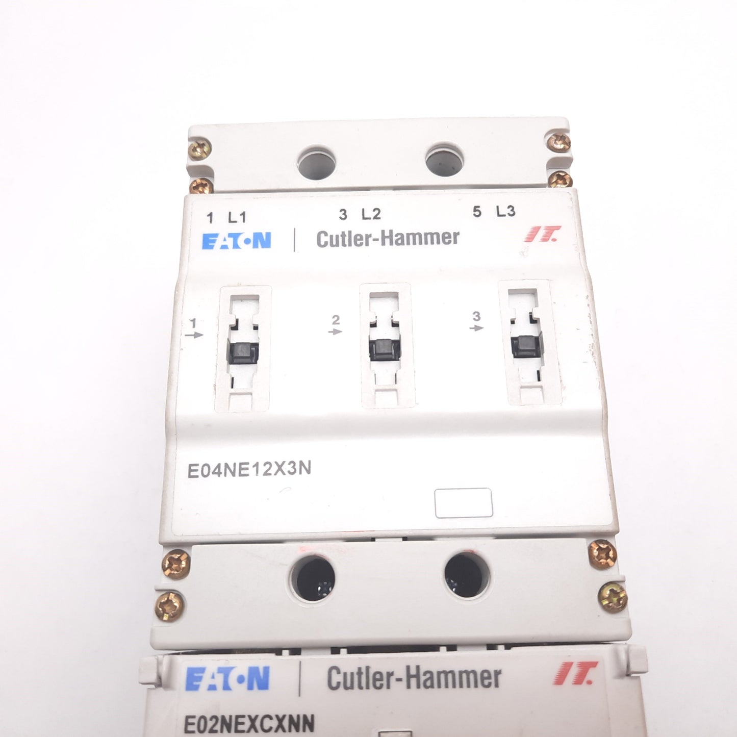 Used Eaton E04NE12X3N Contactor With E02NEXCXNN Coil, 3-Pole, Coil: 24VDC, 3-Phase