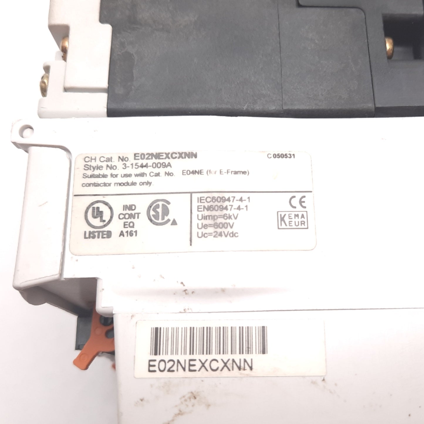 Used Eaton E04NE12X3N Contactor With E02NEXCXNN Coil, 3-Pole, Coil: 24VDC, 3-Phase