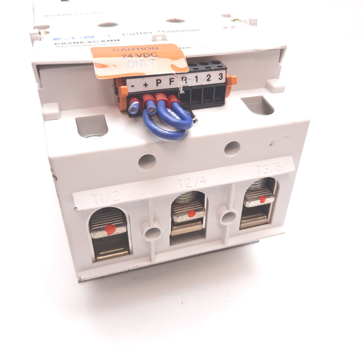 Used Eaton E04NE12X3N Contactor With E02NEXCXNN Coil, 3-Pole, Coil: 24VDC, 3-Phase