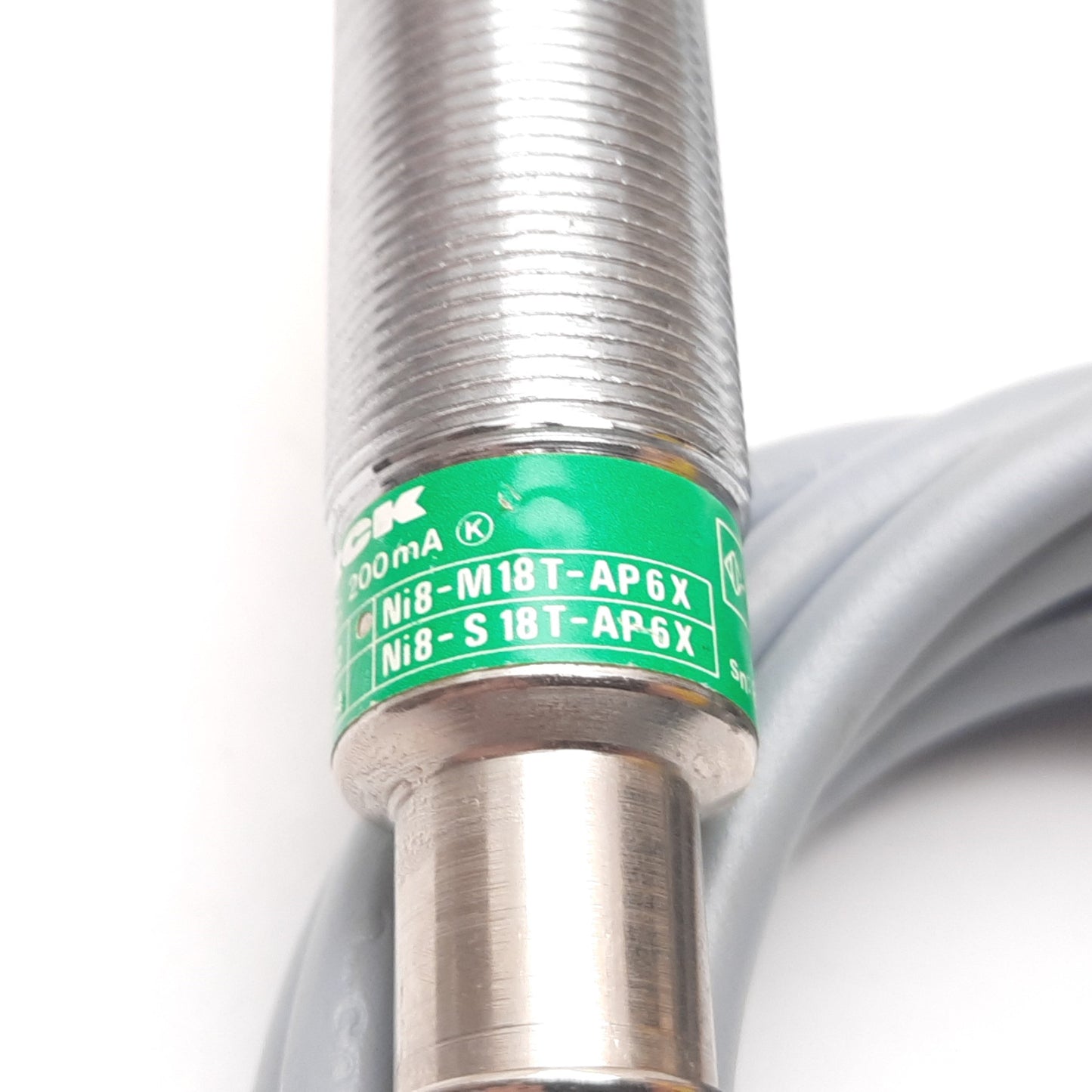 Used Turck Ni8-M18T-AP6X Inductive Proximity Sensor, 8mm, 10-30VDC 200mA, PNP N/O