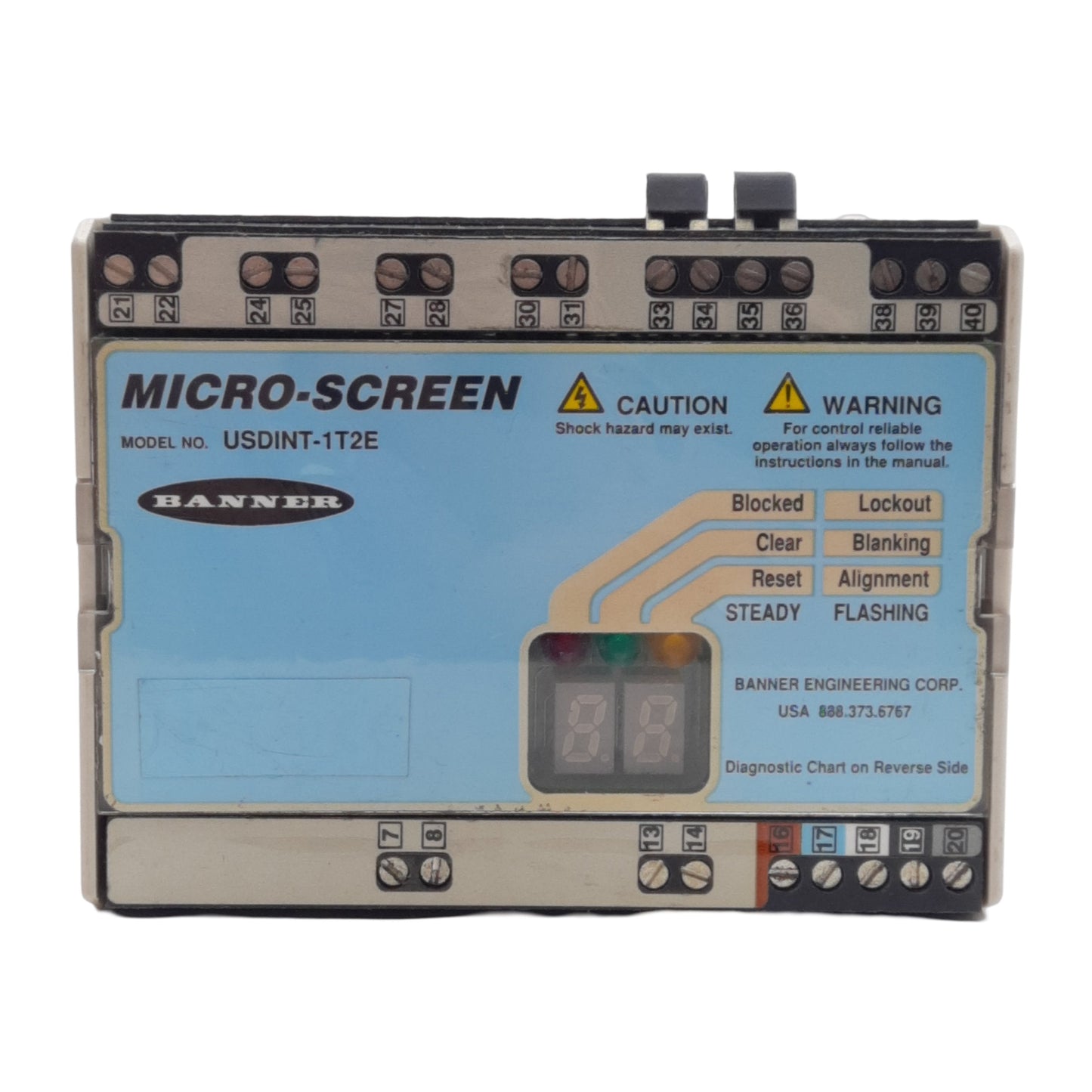Used Banner USDINT-1T2E Micro-Screen Light Curtain Controller Box Module W/ DeviceNet