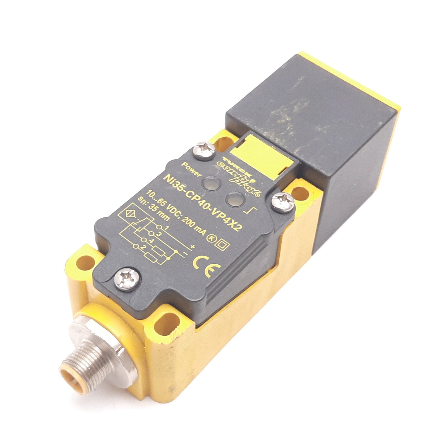 Used Turck Ni35-CP40-VP4X2 Inductive Proximity Sensor, 35mm, 10-65VDC, PNP, 4-Pin M12