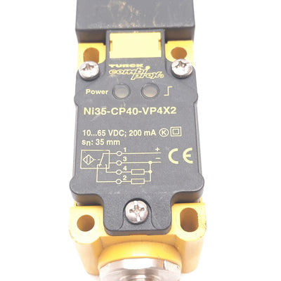 Used Turck Ni35-CP40-VP4X2 Inductive Proximity Sensor, 35mm, 10-65VDC, PNP, 4-Pin M12