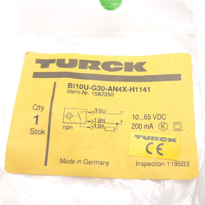New Turck Bi10U-G30-AN4X-H1141 Inductive Proximity Sensor, 10mm, 10-65VDC, NPN