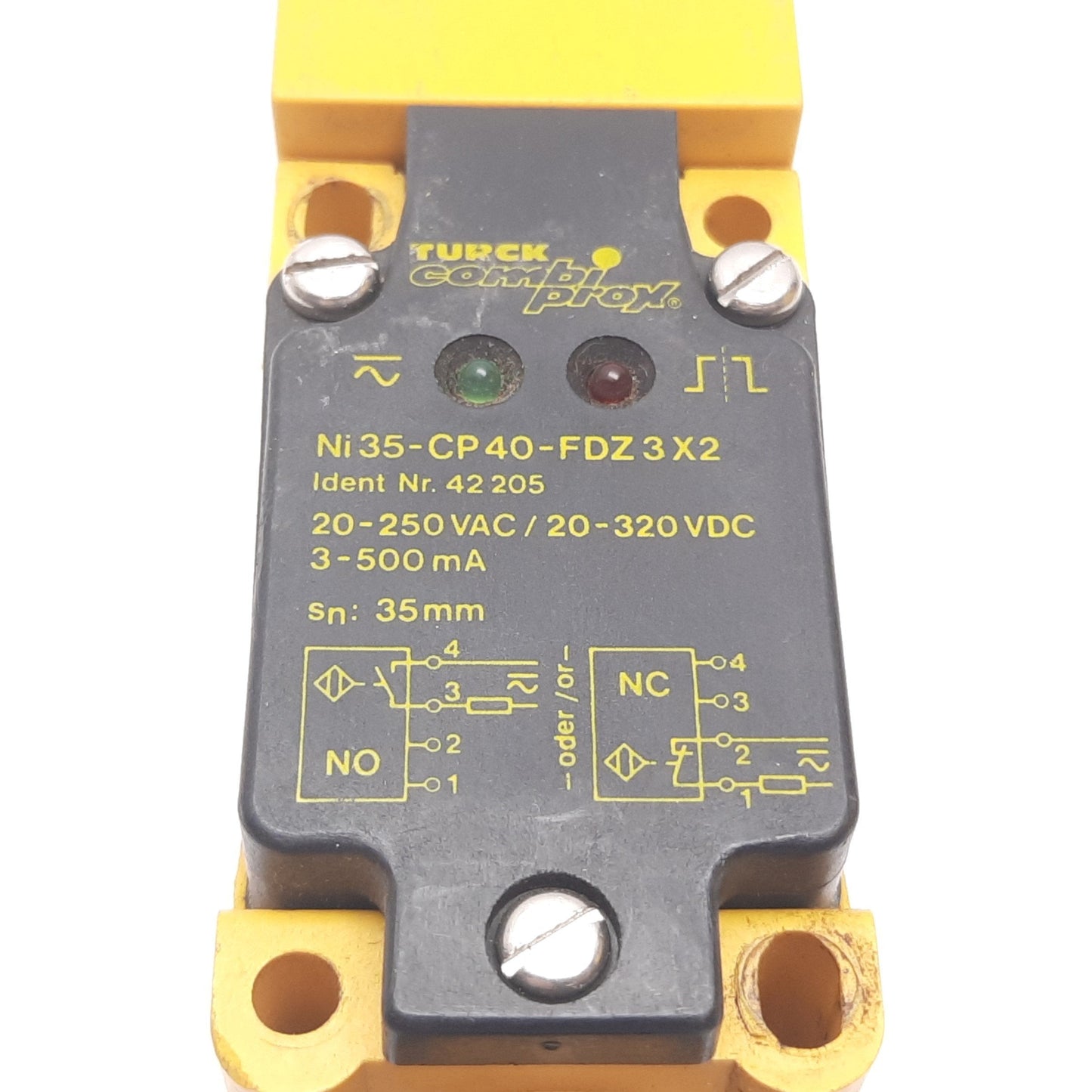 Used Turck Ni35-CP40-FDZ3X2 Inductive Proximity Sensor, 35mm, 20-250VAC 20-320VDC