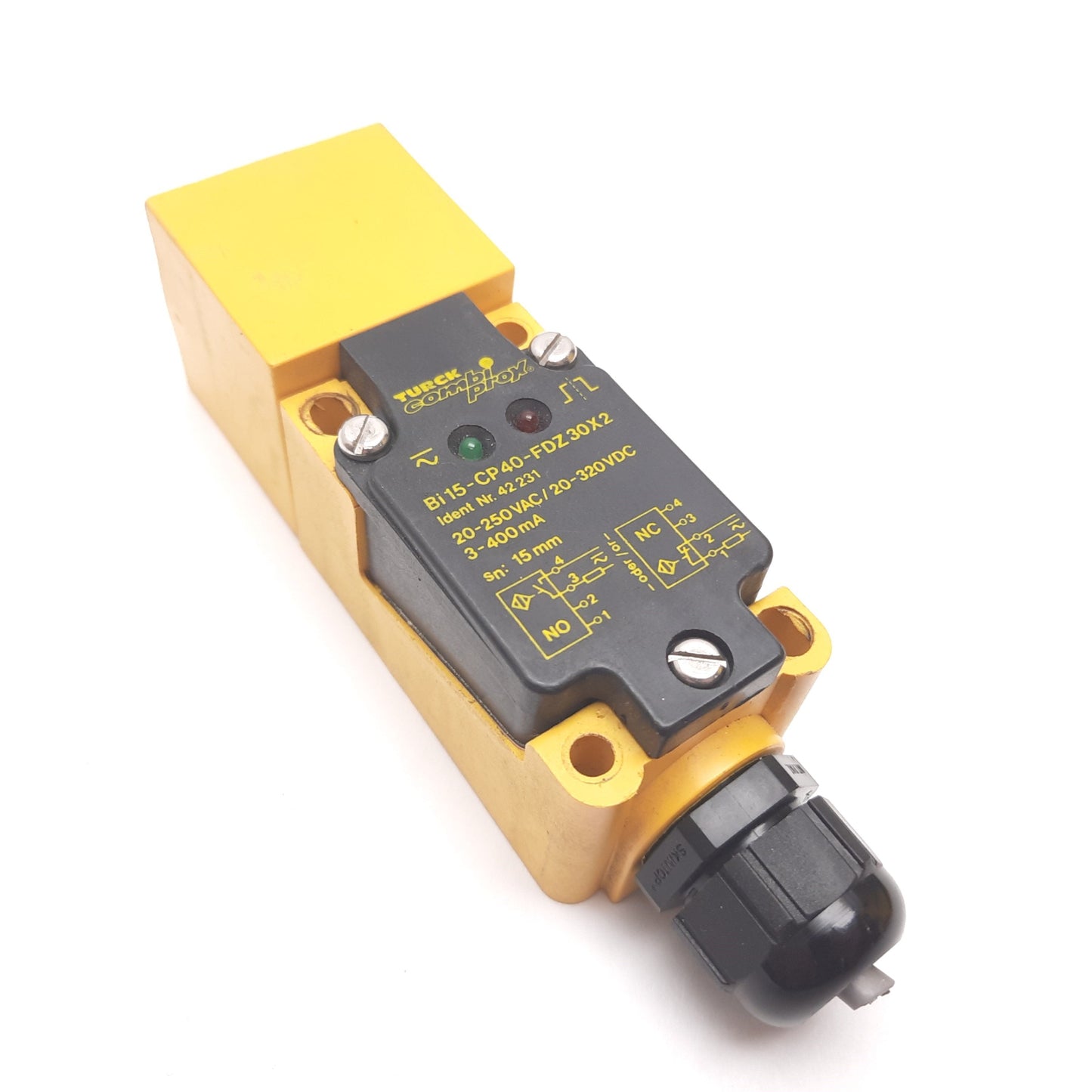 Used Turck Ni15-CP40-FDZ30X2 Inductive Proximity Sensor, 15mm, 20-250VAC 20-320VDC
