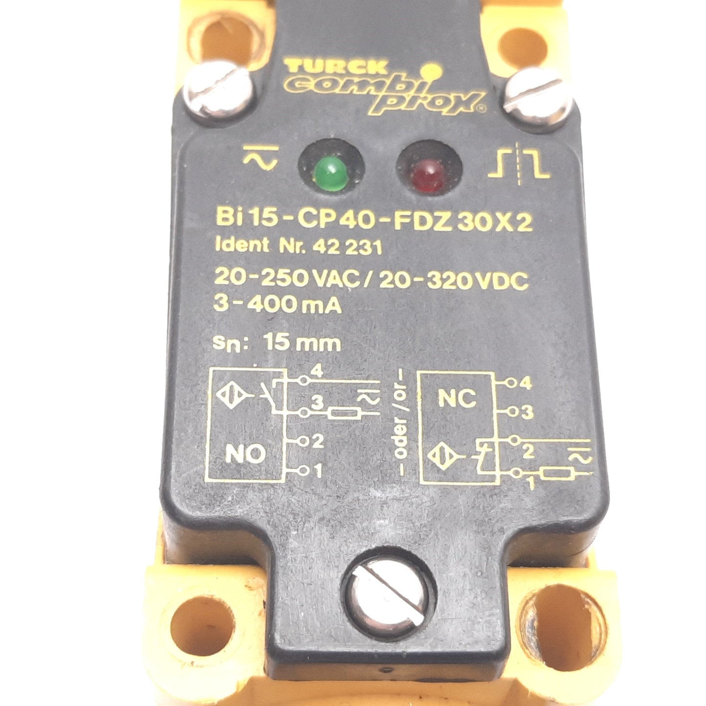 Used Turck Ni15-CP40-FDZ30X2 Inductive Proximity Sensor, 15mm, 20-250VAC 20-320VDC