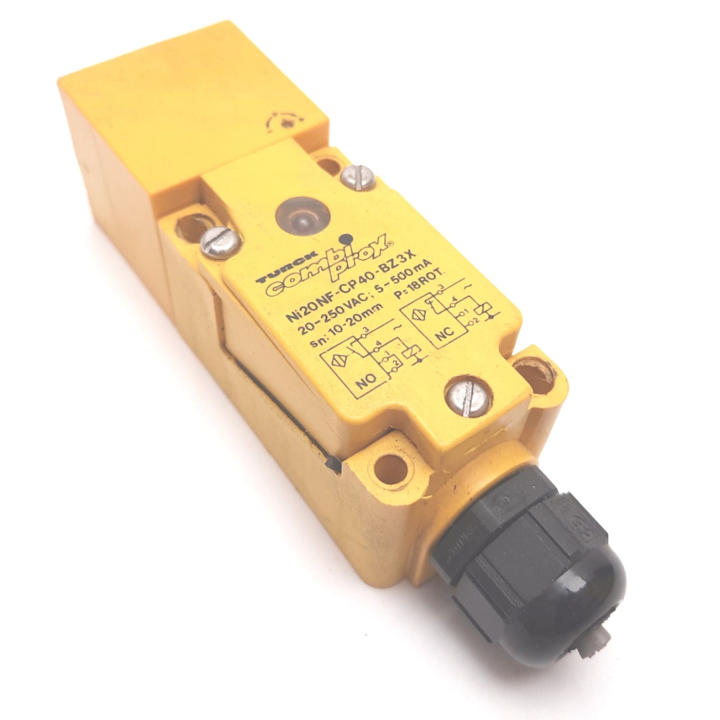Used Turck Ni20NF-CP40-BZ3X Inductive Proximity Sensor, 10-20mm, 20-250VAC 5-500mA