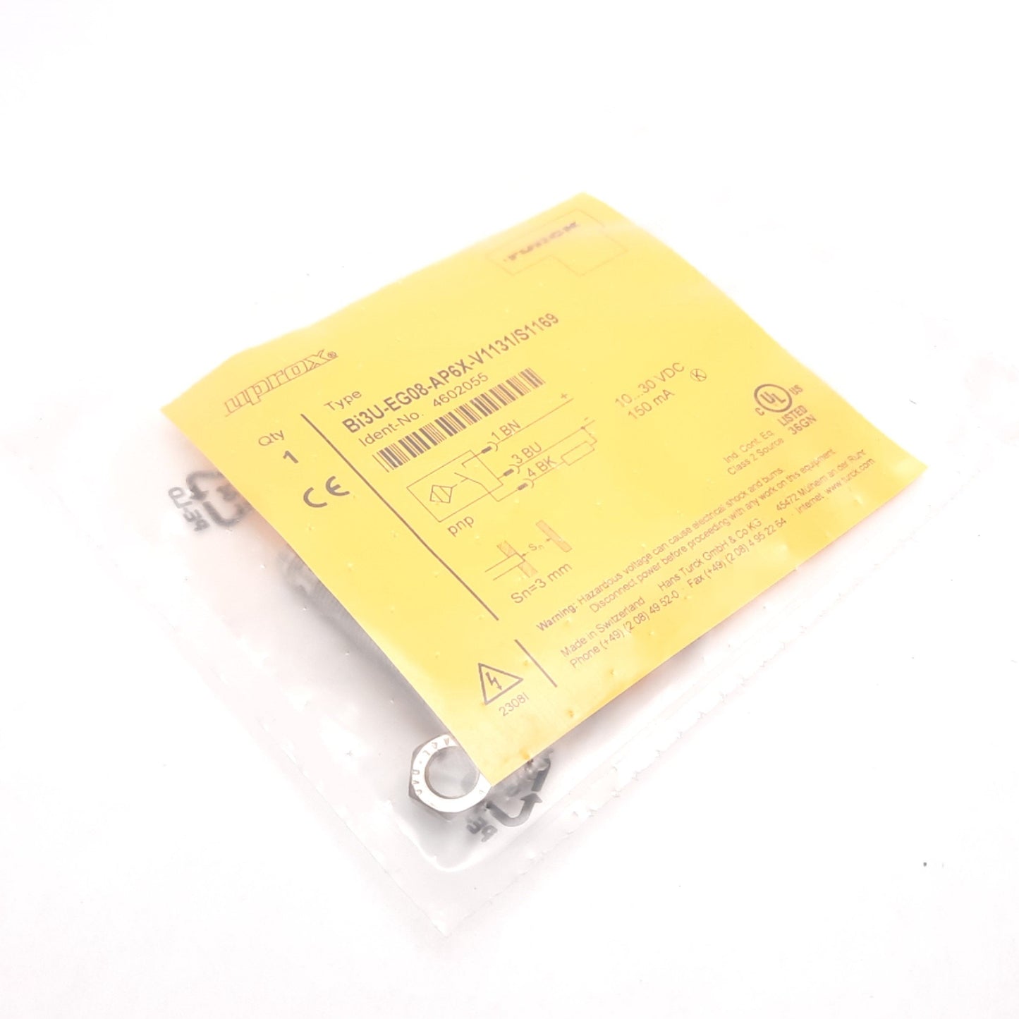New Turck Bi3U-EG08AP6X-V1131/S1169 Inductive Proximity Sensor, 3mm, 10-30VDC, PNP