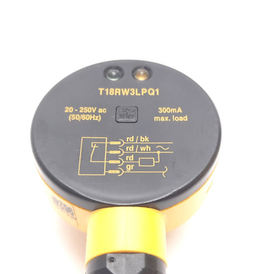 Used Banner T18RW3LPQ1 Photoelectric Polarized Retro Sensor, 20m, 20-250VAC 300mA