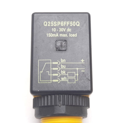 Used Banner Q25SP6FF50Q Fixed Field Photoelectric Sensor, 50mm, 10-30VDC, 4-Pin M12