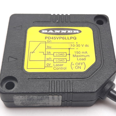 Used Banner PD45VP6LLPQ Polarized Retroreflective Laser Sensor, 10.6m, 10-30VDC, PNP