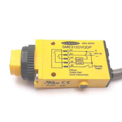 Used Banner SME312DVQDP Photoelectric Sensor, 1.1m, 10-30VDC, Bipolar NPN/PNP, 5-Pin