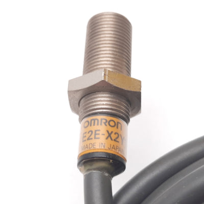 Used Omron E2E-X2Y1 Inductive Proximity Sensor, 2mm, 240VAC 100mA, N/O, M12, 2-Wire