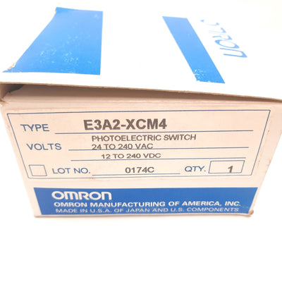 New Omron E3A2-XCM4 Fiber Optic Amplifier, 24-240VAC 12-240VDC, SPDT, 250VAC 3A