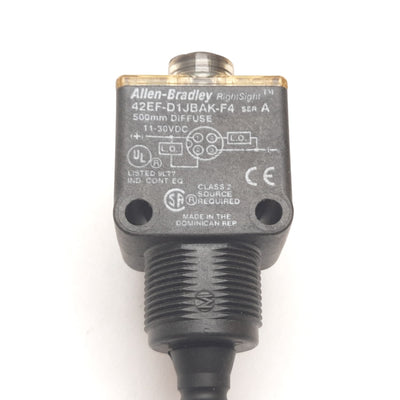 Used Allen Bradley 42EF-D1JBAK-F4 Diffuse Photoelectric Sensor, 500mm, 11-30VDC