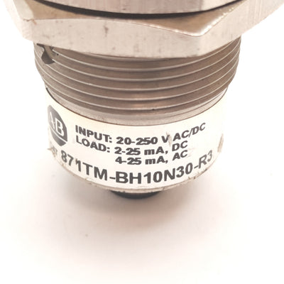 Used Allen Bradley 871TM-BH10N30-R3 Inductive Proximity Sensor, 10mm, 20-250VAC/DC