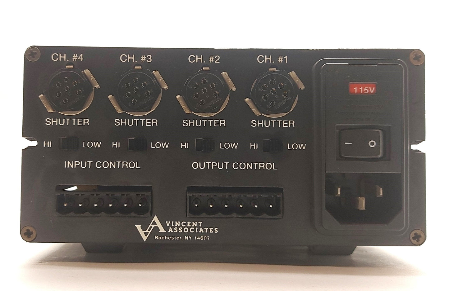 Used Vincent VMM-4 Uniblitz Electronic Optical Shutter Drive, 4-Channel, 120VAC
