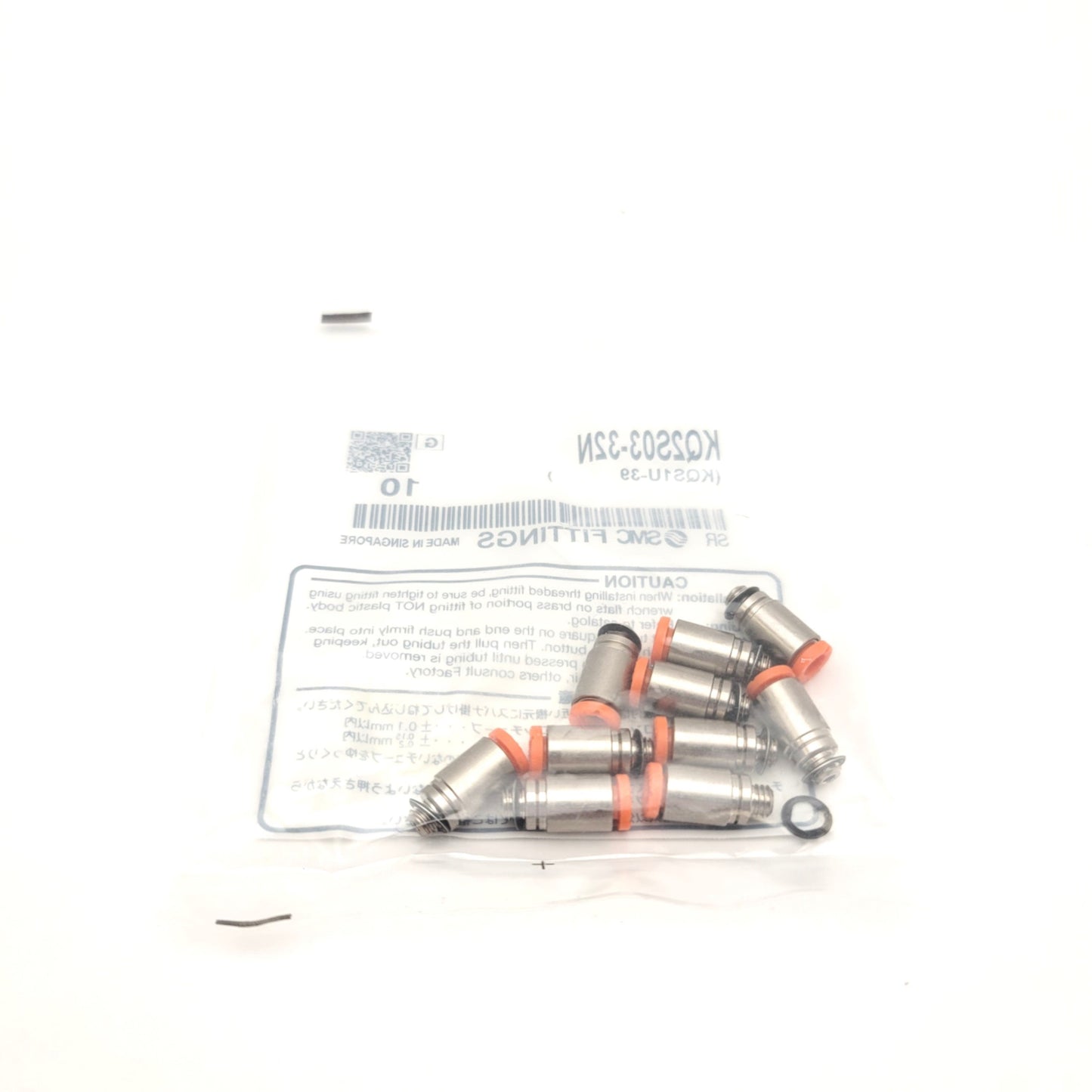 New Bag Of 10 SMC KQ2S03-32N One-Touch Fittings 5/32" Tube, 10-32UNF Thread