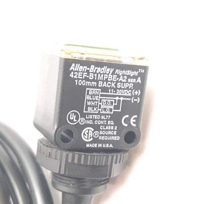 Used Allen Bradley 42EF-B1MPBE-A2 Background Suppression Sensor, 100mm, 11-30VDC PNP