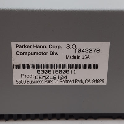 Used Parker OEMZL6104 Compumotor Stepper Motor Drive 1-Axis I/O In: 19 Out: 9 120VAC