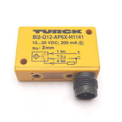 Used Turck Bi2-Q12-AP6X-H1141 Inductive Proximity Sensor, 2mm, 10-30VDC 200mA, PNP
