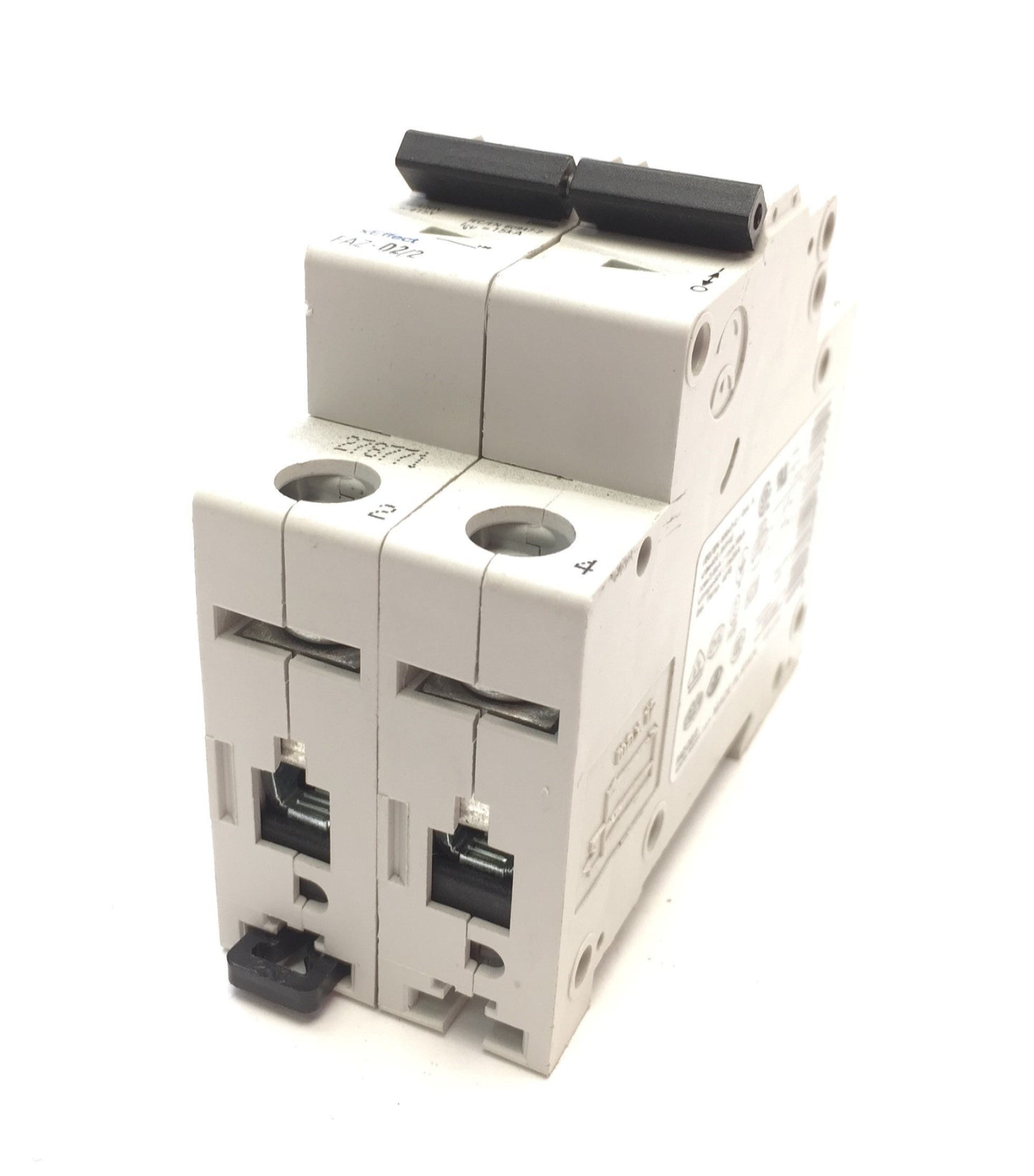 Used Eaton FAZ-D2/2 Miniature Circuit Breaker D-Curve 277/480VAC 2-Pole 2A, DIN Mount