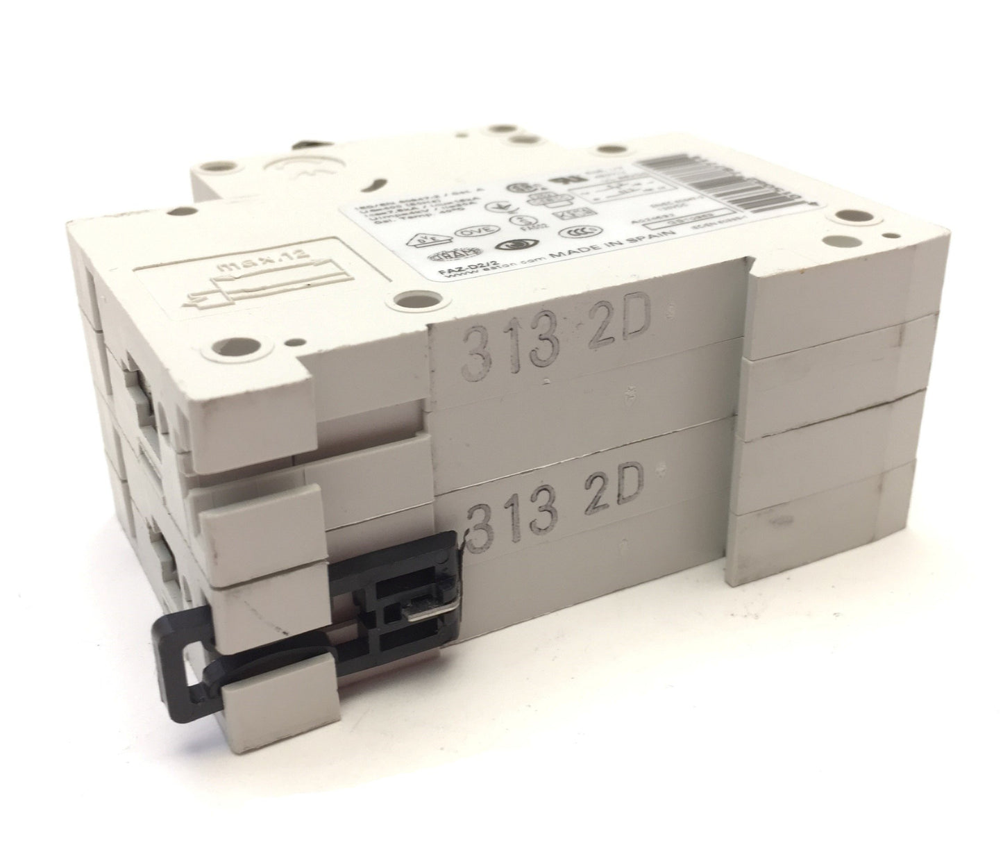 Used Eaton FAZ-D2/2 Miniature Circuit Breaker D-Curve 277/480VAC 2-Pole 2A, DIN Mount