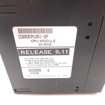 Used GE Fanuc IC693CPU351-GP CPU Module, 25 MHz, Keys Included, Series 90-30