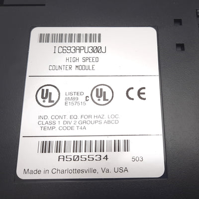 Used GE Fanuc IC693APU300J High Speed Counter Module, 5/12/24VDC, *Broken Mount*