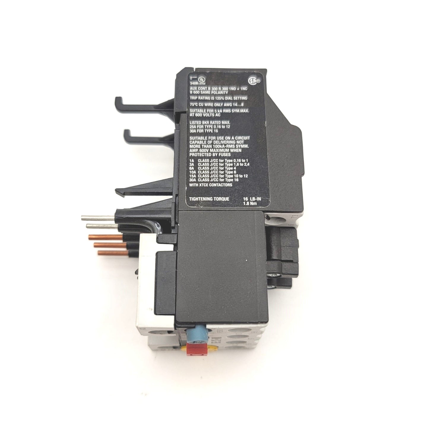 Used Eaton XTOBP24BC1 XT IEC Motor Protection Overload Relay 0.16-0.24A, 1NO, 1NC