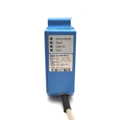 Used SICK CLV430-6010 Fixed Mount Bar Code Scanner Range: 160-440mm, 10-30VDC, IP65