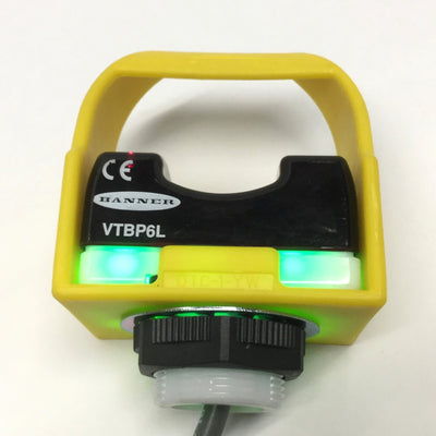 Used Banner VTBP6L EZ-Light Optical Touch Button Switch, PNP, 10-30VDC, Green LED