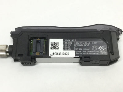 Used Keyence LV-N11CP Laser Sensor Main Amplifier, 10-30VDC, PNP Output, M8 Connector