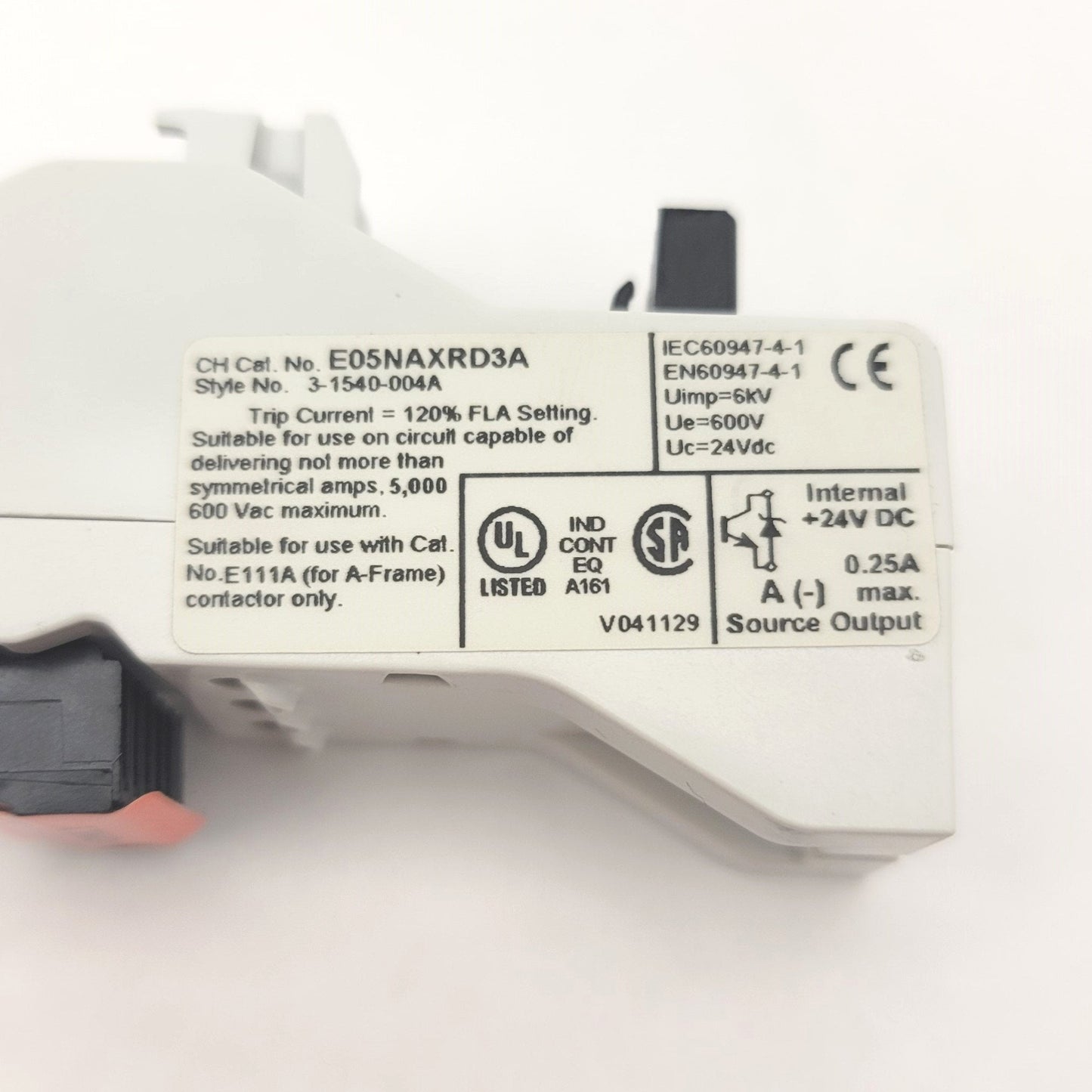New – Open box Eaton E05NAXRD3A IEC Solid State Overload Relay Size A, 2.8-9.0A, 24VDC, 3-Pole