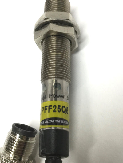 Used Banner M12PFF25Q5 Fixed-Field Photoelectric Proximity Sensor PNP, 25mm, 10-30VDC