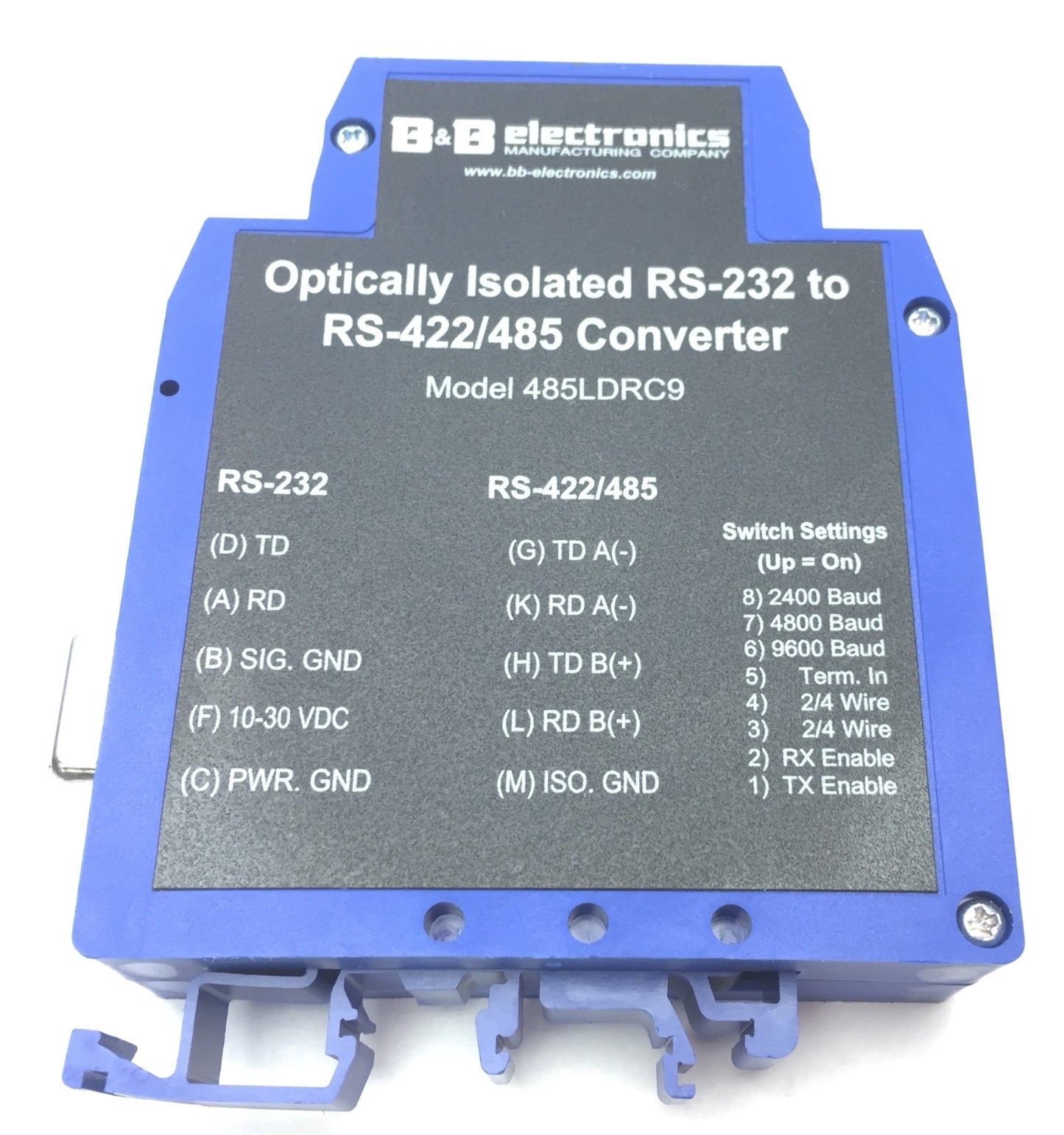 Used B&B Electronics Model 485LDRC9 Optically Isolated RS-232 to RS-422/485 Converter