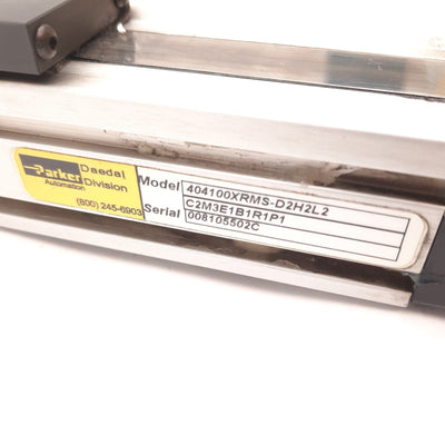 Used Parker 404100XRMSD2H1L1C1 Linear Actuator Positioner Stage, Travel: 100mm