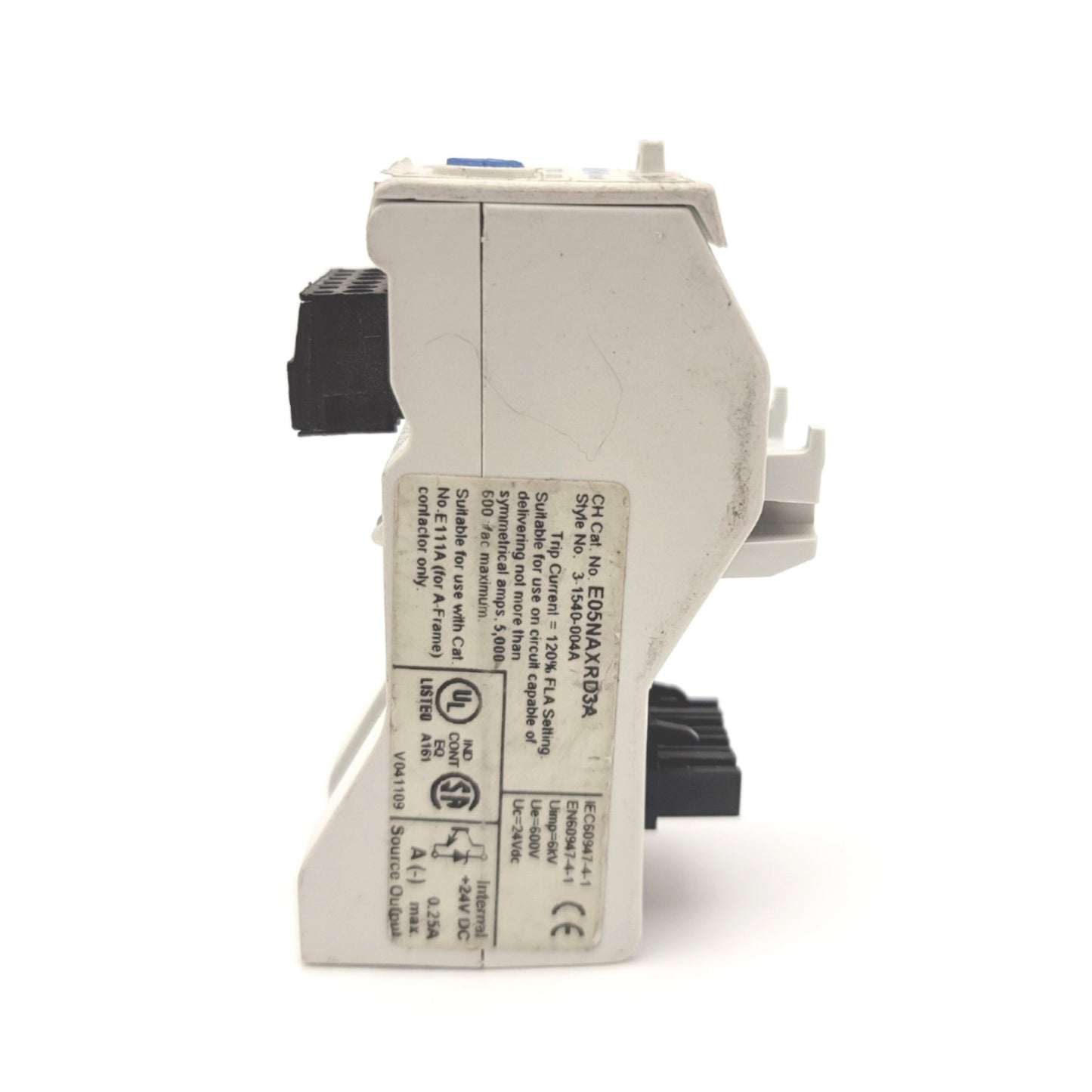 Used Eaton E05NAXRD3A IEC Solid State Overload Relay, 2.8-9.0A, 24VDC, 3-Pole