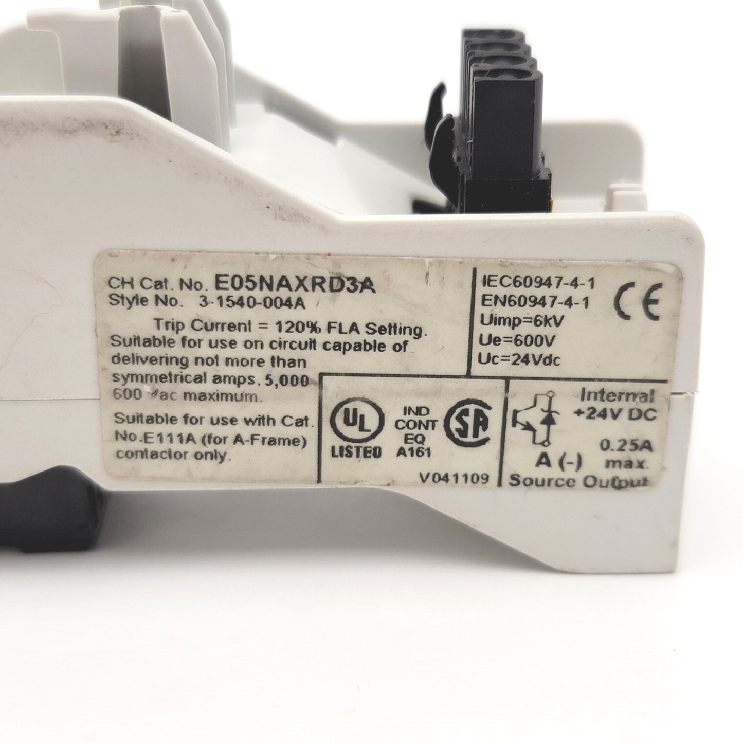 Used Eaton E05NAXRD3A IEC Solid State Overload Relay, 2.8-9.0A, 24VDC, 3-Pole