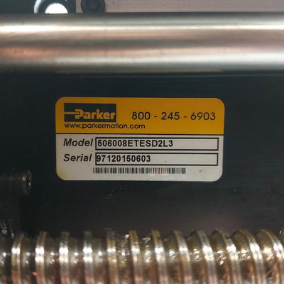 Used Parker 506008ET Ball Screw Linear Actuator, 8" Travel, .2" Lead, 200lbs, NEMA 23