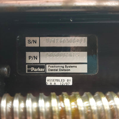 Used Parker 506008ET-ES-D2L3 Ball Screw Linear Actuator, 8" Travel, .2" Lead, NEMA 23