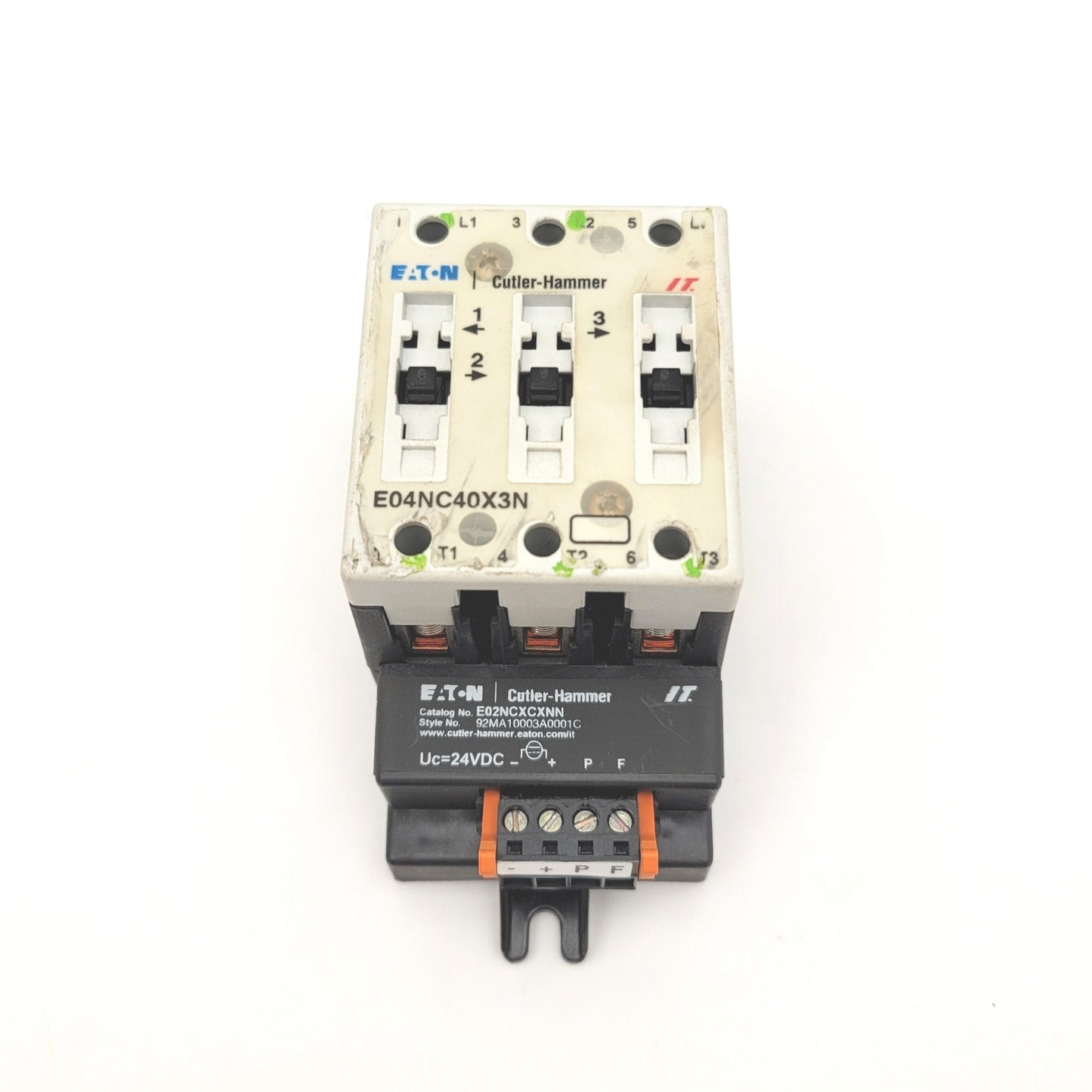 Used Eaton Cutler Hammer E04NC40X3N Motor Control Contact Block 3-Pole 40A 24VDC Coil