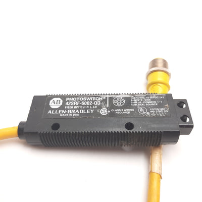 Used Allen Bradley 42SRF-6002-QD Fiber Optic Sensor, 10-30VDC, PNP NPN, 4-Pin M12