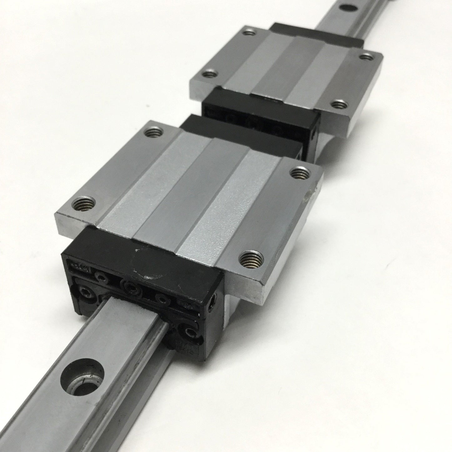 Used PMI MSA15E Ball Bearing Carriage Block Slides (x2) on 360mm Linear Guide Rail