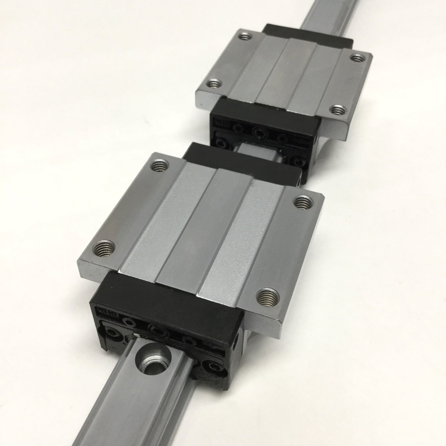 Used PMI MSA15E Ball Bearing Carriage Block Slides (x2) on 420mm Linear Guide Rail